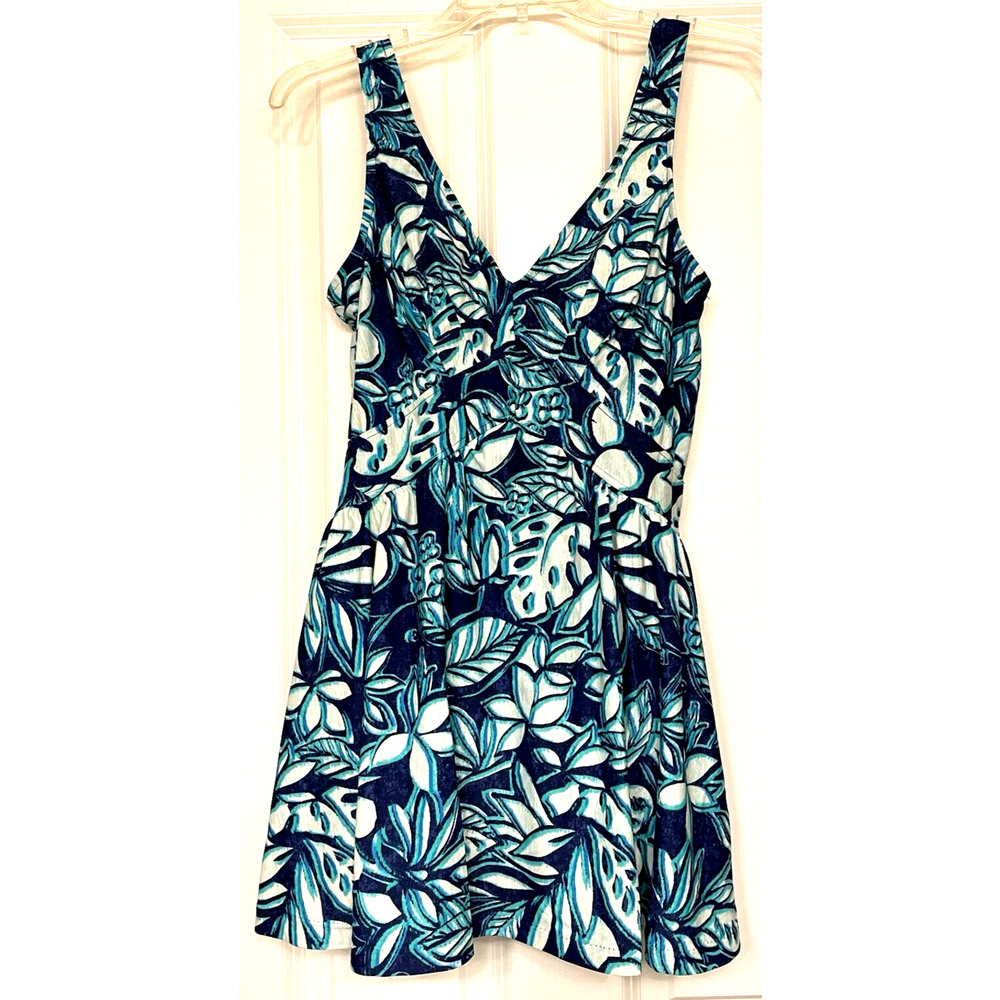 Rose Marie Reid Women's Swim Suit Dress, Green White Black Tropical, 18